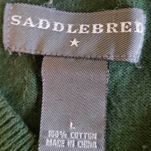 Saddlebred vest Green Beige Print Sz-L - Picture 2 of 6
